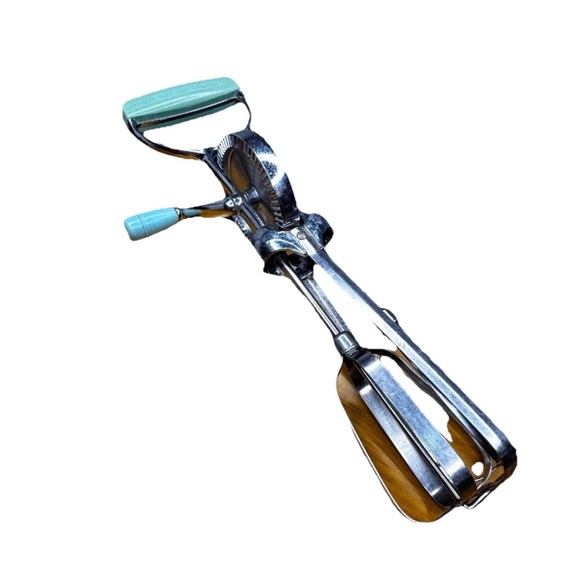 Flint Best EKCO hand-crank egg beater turquoise blue vintage - Picture 2 of 7